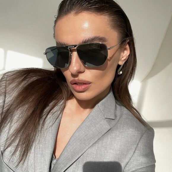 NEW Balenciaga BB0298SA 001 Black Grey Pilot Unisex Sunglasses BB 0298SA - Picture 6 of 14